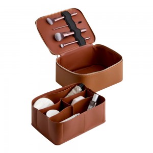 TRUST-U កាបូបដាក់គ្រឿងសម្អាងស្បែកដែលមានសមត្ថភាពធំឆ្លងព្រំដែន កាបូបដាក់គ្រឿងសំអាង PU ចល័តកម្រិតខ្ពស់