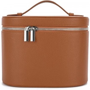 TRUST-U Lychee Pattern PU Leather Makeup Bag Large Capacity Handheld Makeup Case Travel Bag with Compartment Organizer Jewelry Storage Box