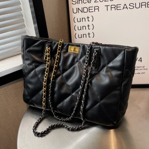 TRUST-U Large capacity versatile PU diamond quilted chain shoulder tote bag