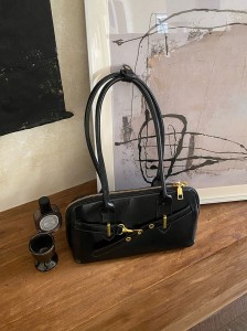 TRUST-U Retro bowling ball shoulder bag, women’s bag, underarm handle, large capacity pillow bag, textured solid color niche bag